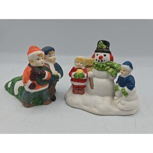 Lemax Christmas Village Scene People Figurine Kids Snowman Cristmas Tree